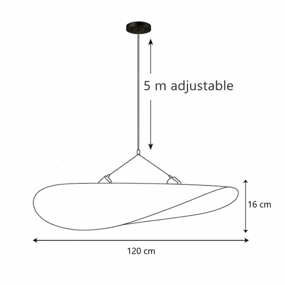 AKARI Wabi-Sabi Pendant Light 120cm – large format pendant, dimensions guide, LUMA LIGHTS