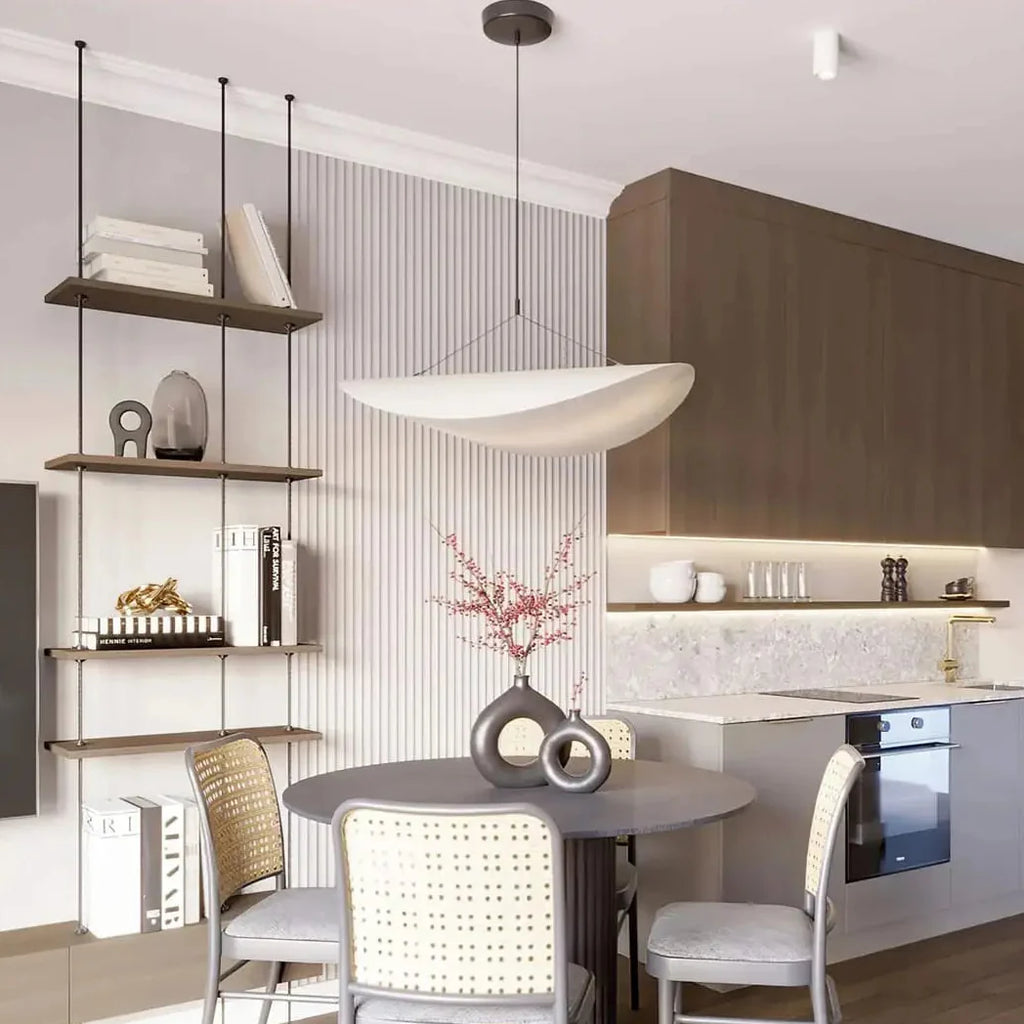 AKARI Pendant Light cluster installation – multiple sizes combined, staircase or high ceiling