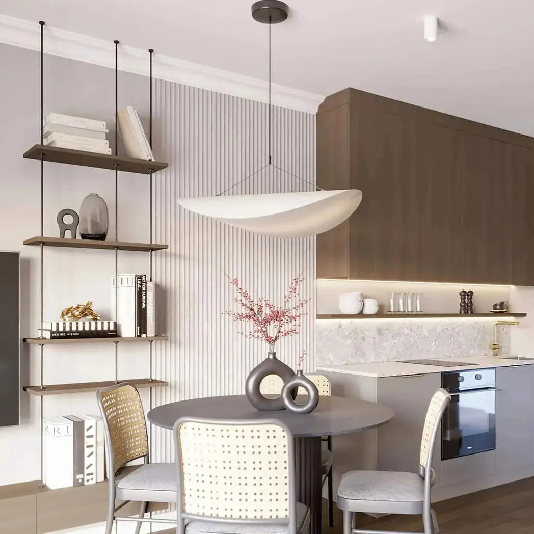 AKARI Pendant Light cluster installation – multiple sizes combined, staircase or high ceiling