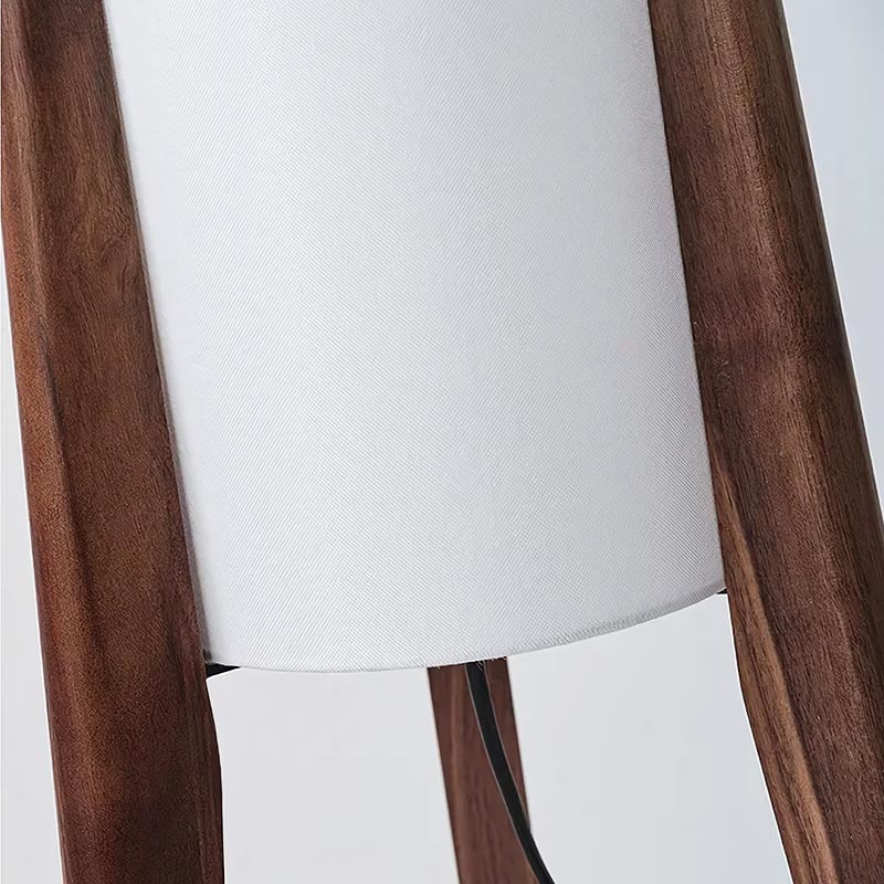 AKARI Tall Lamp close-up – solid beech wood base, premium fabric shade, CE certified, LUMA LIGHTS