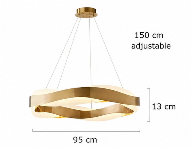KLOUD Twisted Pendant Light technical specs – dimensions, cable 150cm adjustable, LED specs