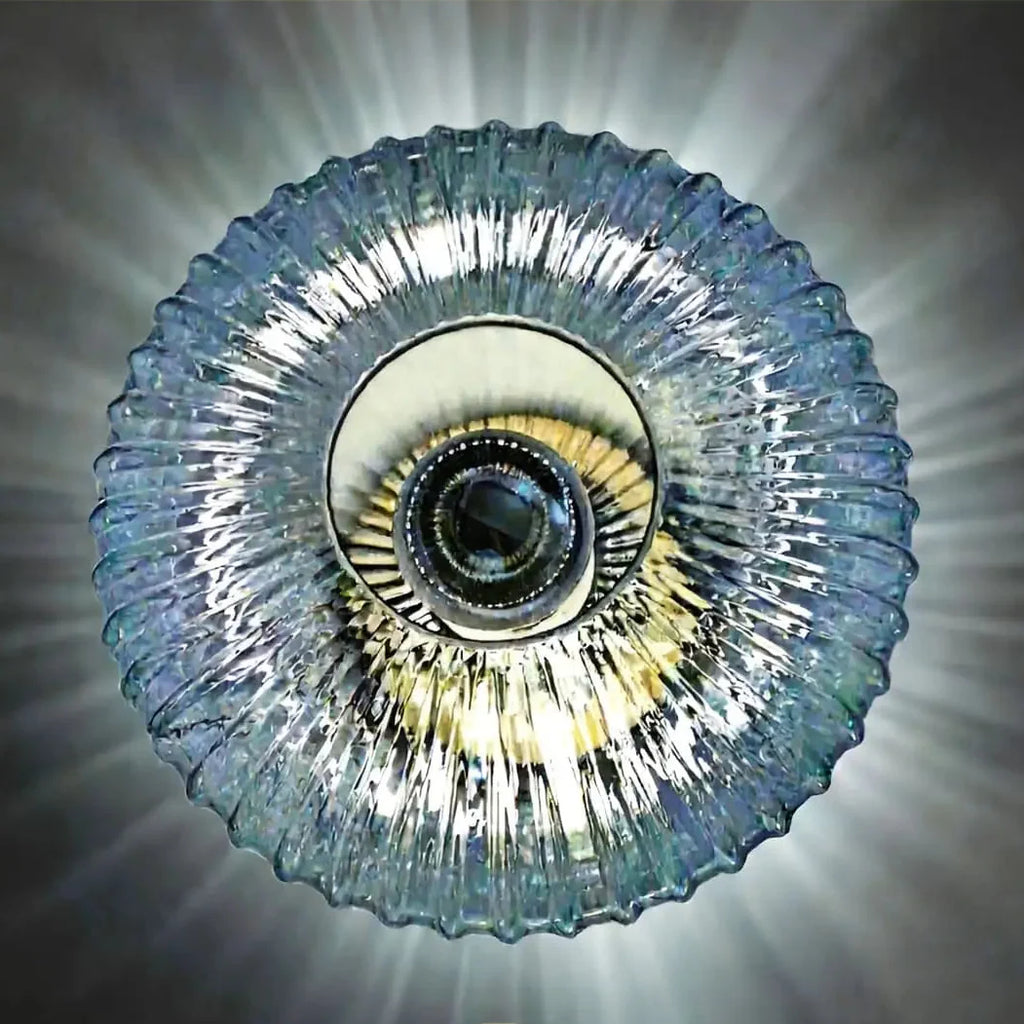 HALO Round Wall Light in hallway – series installation, vintage glass sconce, retro chic style