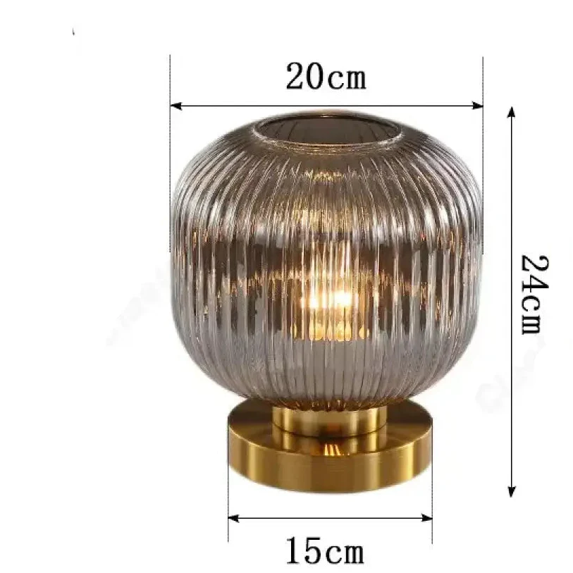 HALO Table Lamp on console – minimalist styling, vintage glass globe, LUMA LIGHTS collection