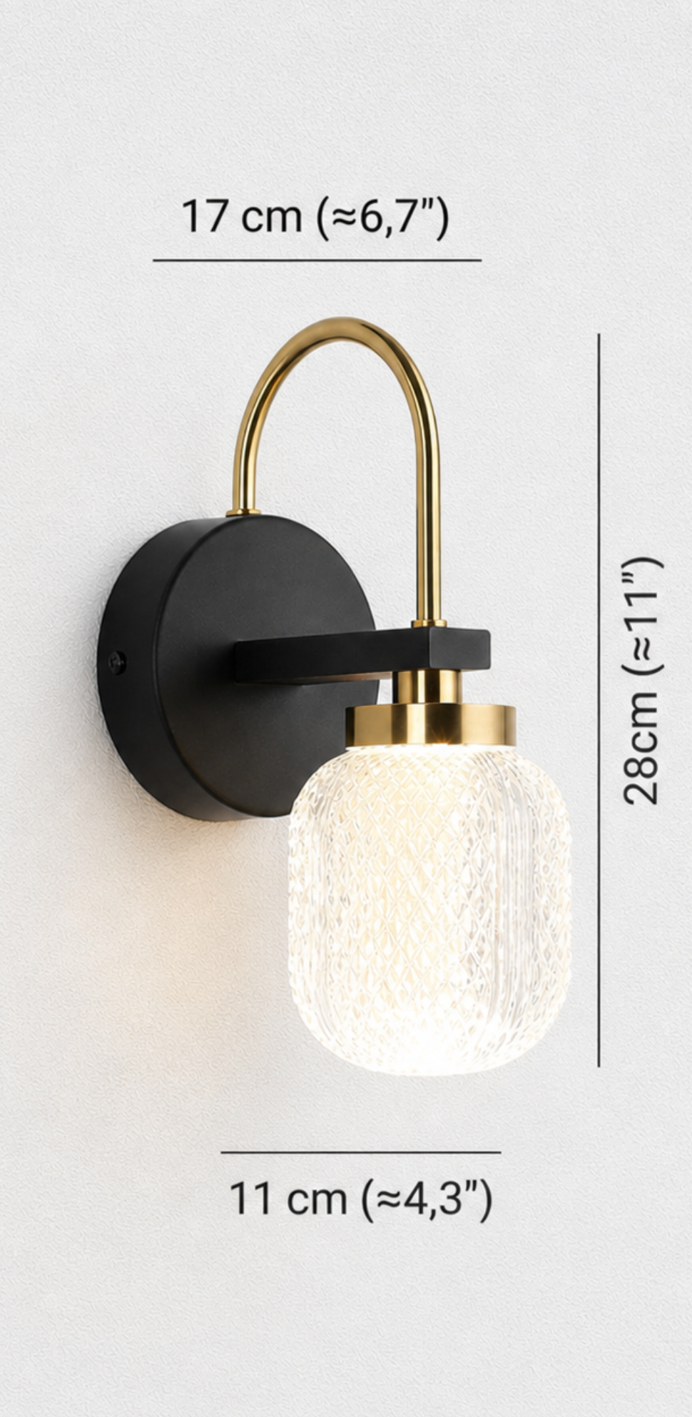 HALO Eglantine Wall Light variant A – arched brass arm, matte black, living room wall sconce LUMA