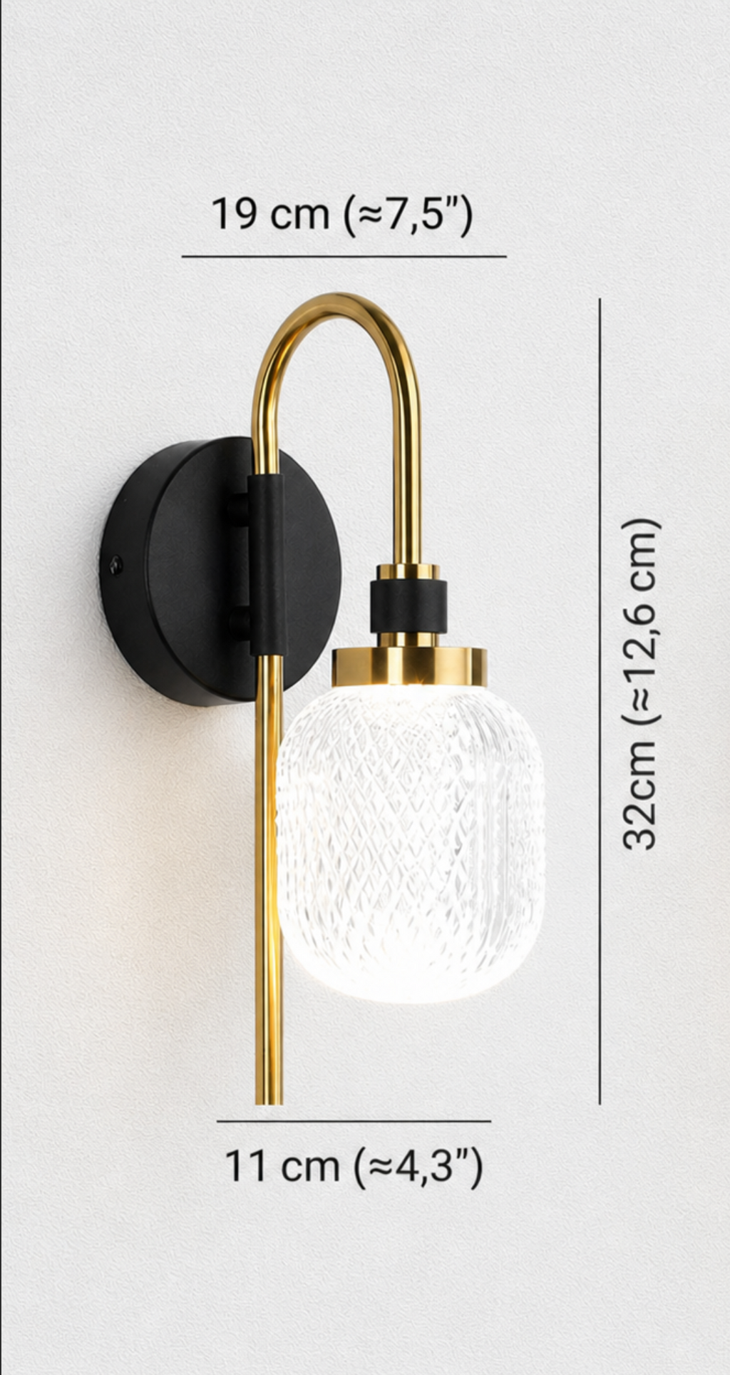 HALO Eglantine Wall Light variant B – extended brass arch, hallway or bathroom sconce, LUMA LIGHTS