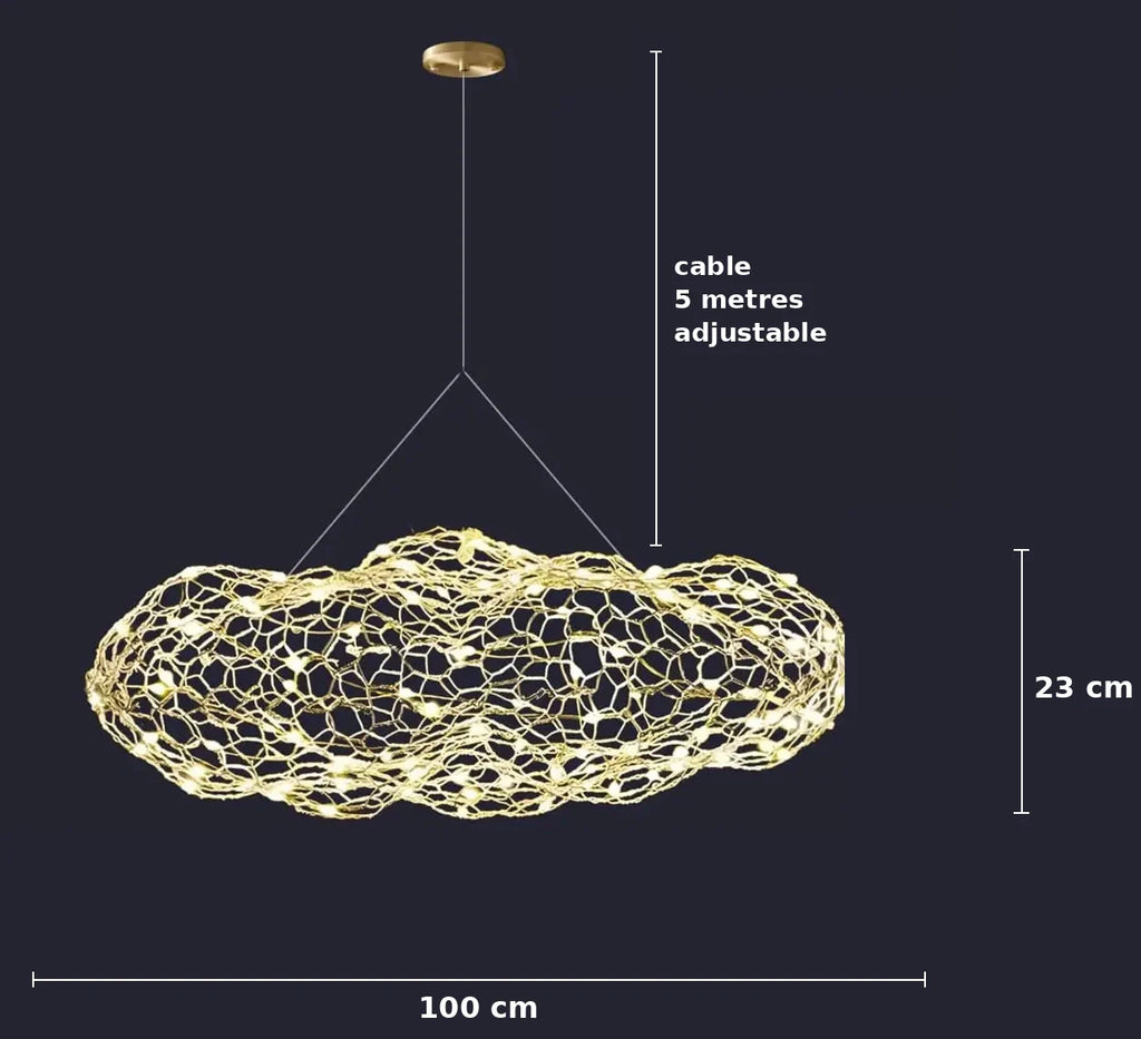 KLOUD Cloud Pendant Light 100cm – dimensions 100x48x24cm, 3.3W 130 lumens, size reference