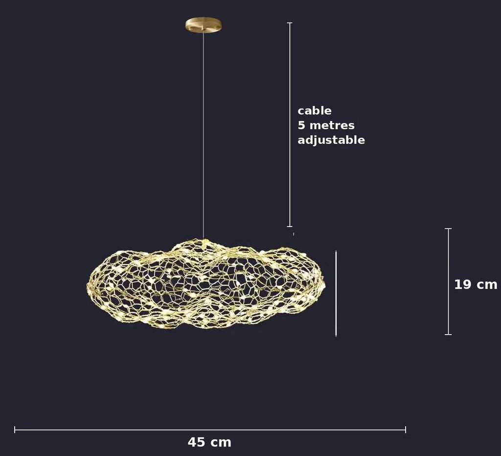 KLOUD Cloud Pendant Light 45cm – dimensions 45x30x19cm, 1.6W 60 lumens, size reference