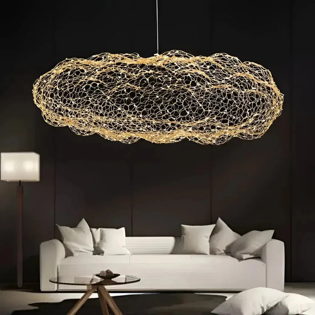 KLOUD Cloud Pendant Light in bedroom – 100cm model, adjustable 5m cable, luxury pendant LUMA