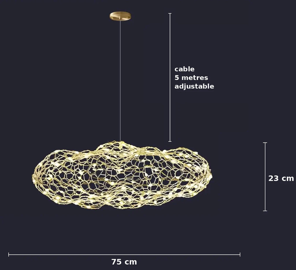 KLOUD Cloud Pendant Light 75cm – dimensions 75x38x24cm, 3.1W 120 lumens, size reference