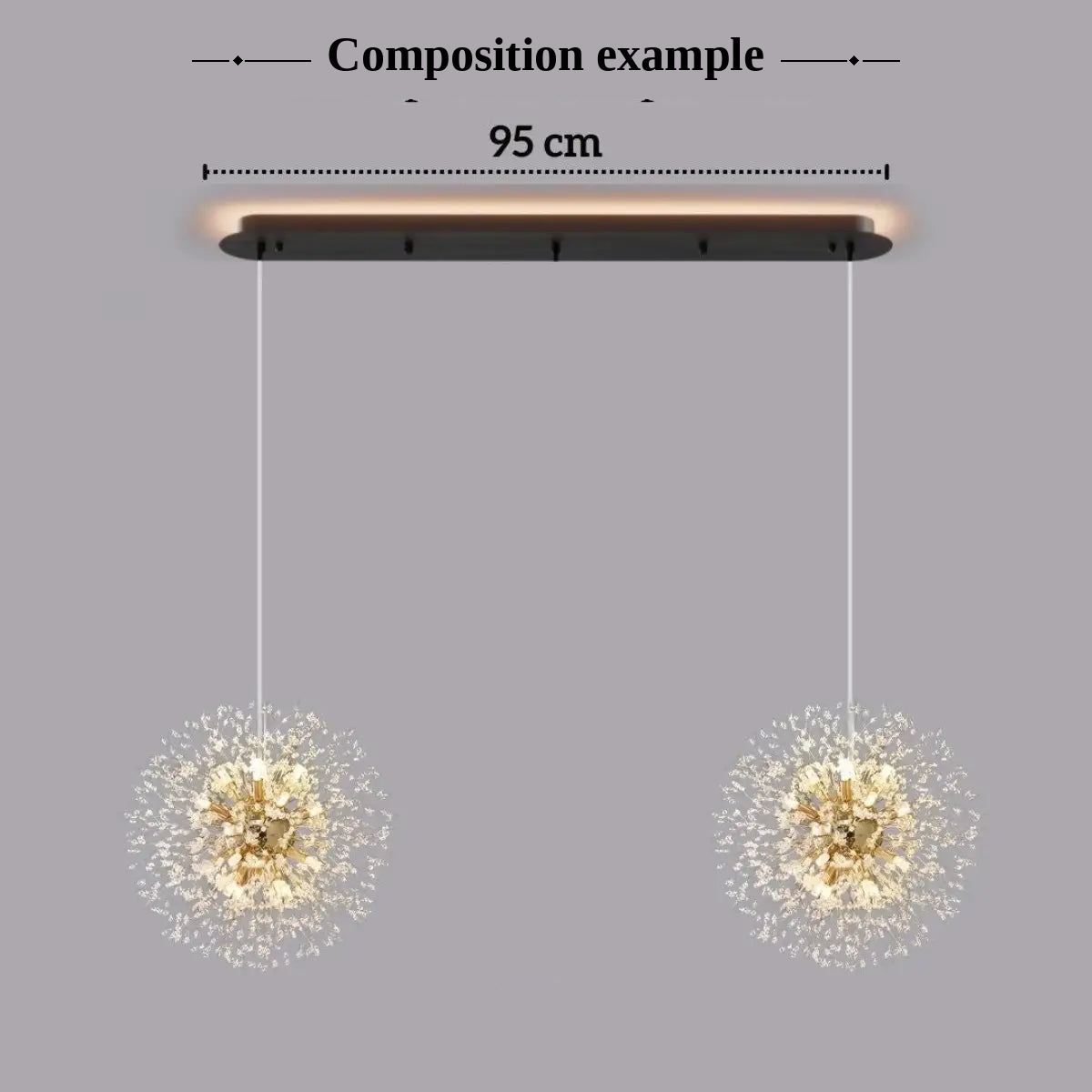 KLOUD Dandelion Pendant Light dimensions – 40cm diameter, 5m adjustable cable, size guide