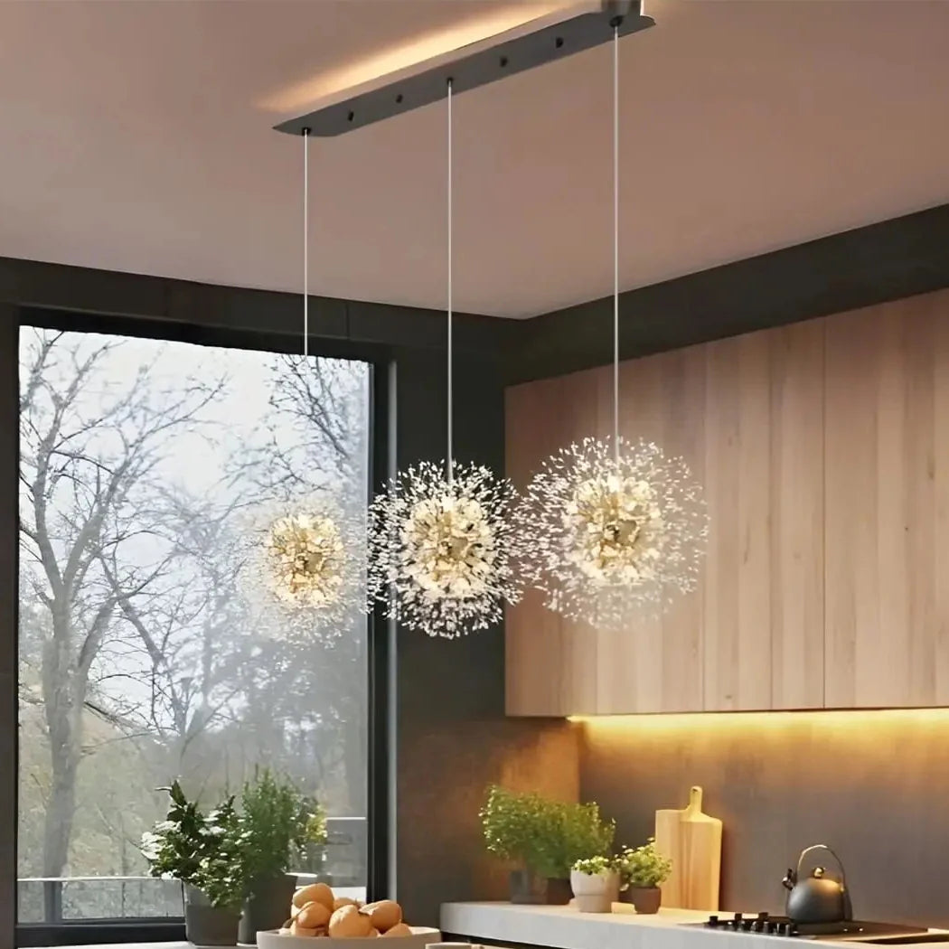 KLOUD Dandelion Pendant Light in living room – statement chandelier, 8xG9 bulbs, LUMA LIGHTS