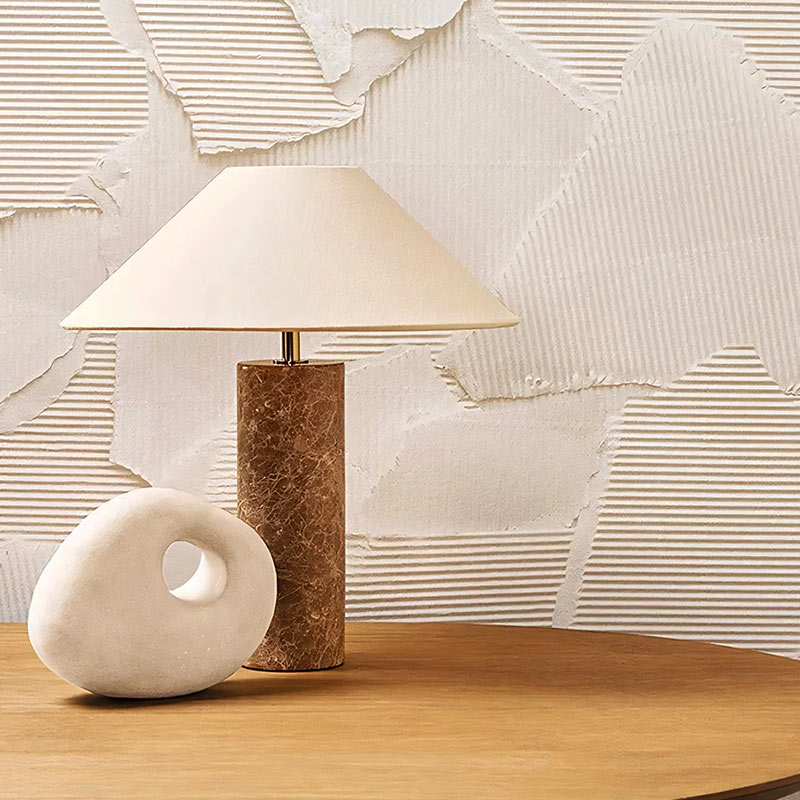STONE Marble Bedside Lamp in bedroom – warm ambient glow, vintage design, E27 LED bulb