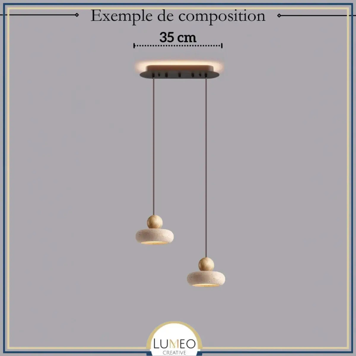 STONE Pendant Light in entrance hall – staircase installation, natural stone shade, LUMA LIGHTS