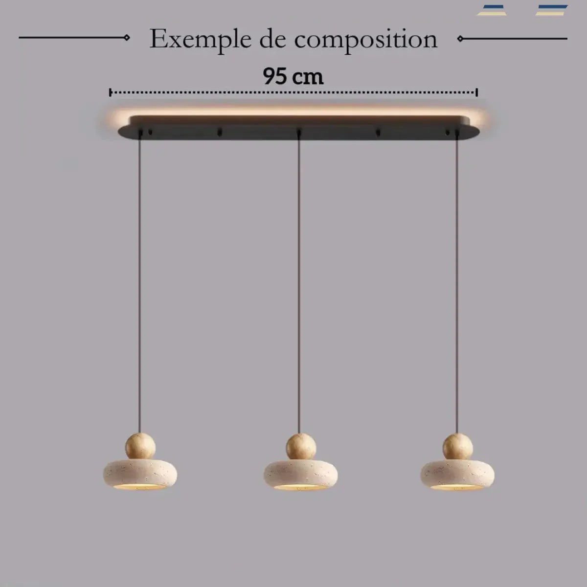 STONE Pendant Light pair – Models A and B side by side, stone and wood, Scandinavian lighting