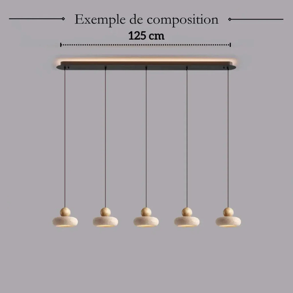STONE Pendant Light Model B round stone – diameter 15cm, height 11cm, natural stone pendant